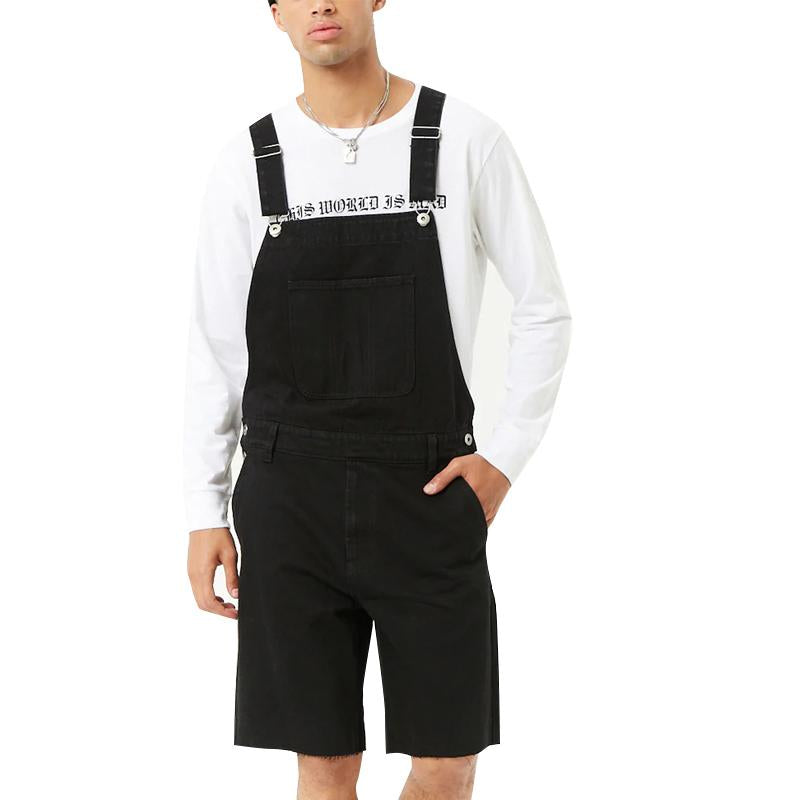 Men's Casual Solid Color Denim Shorts Overalls 66101809Y