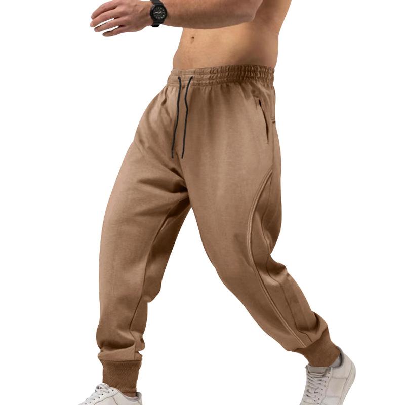 Men's Casual Solid Color Elastic Waist Slim Fit Sports Pants 93884618M